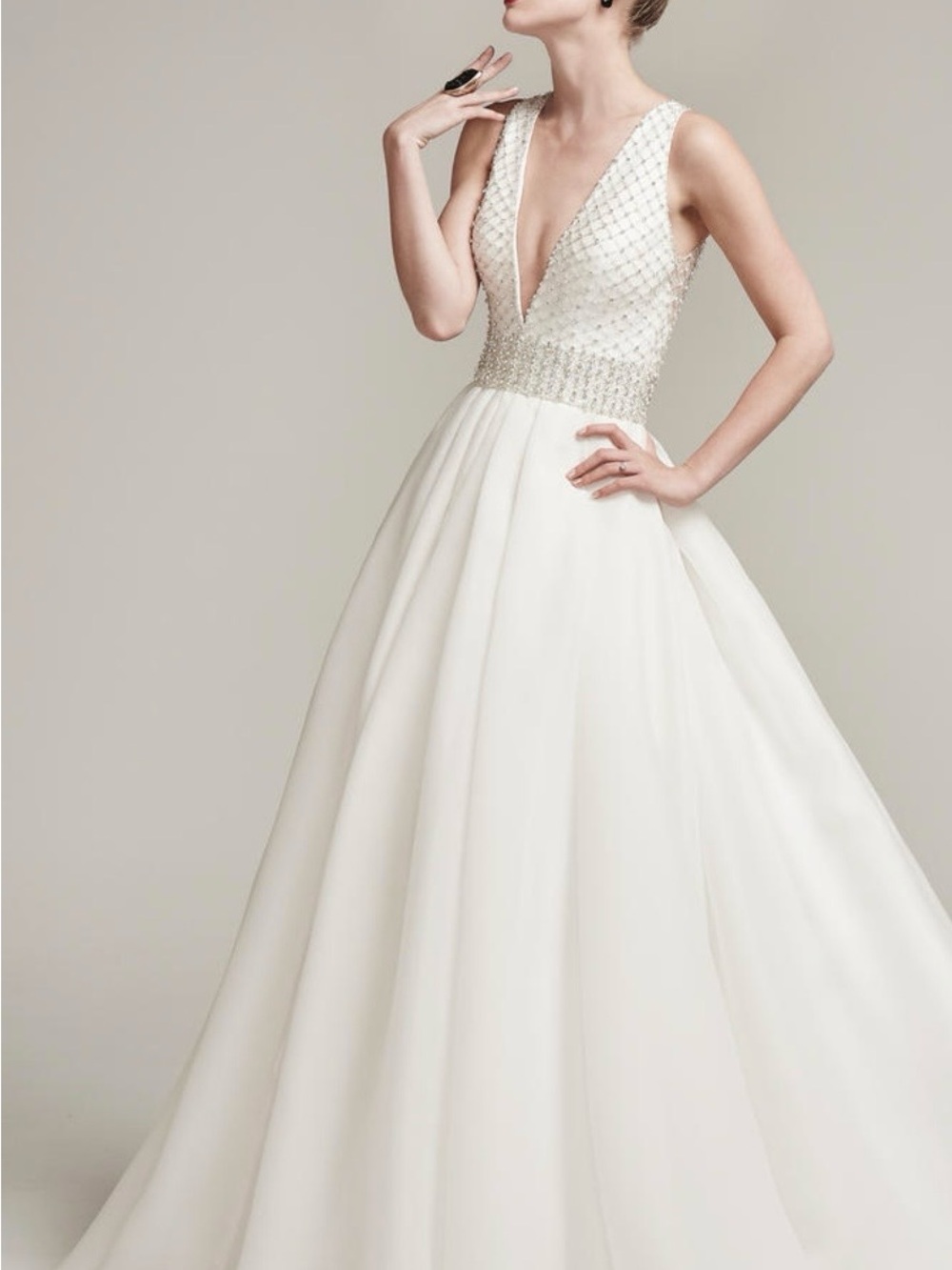 Sottero and Midgley Ivory Satin and Beaded Lace Wedding Dress